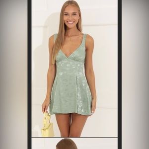 Lucy in the sky sherice floral jacquard A-line dress in green